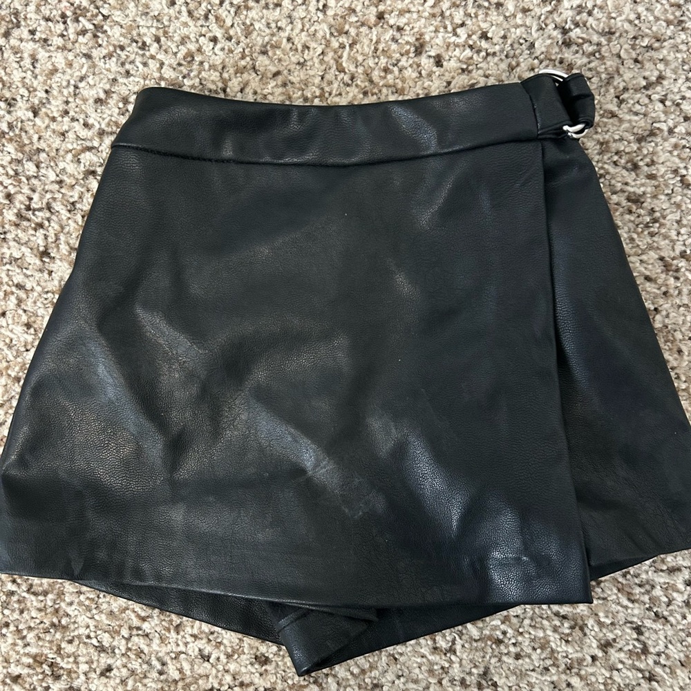 Zara Black Leather Skort
